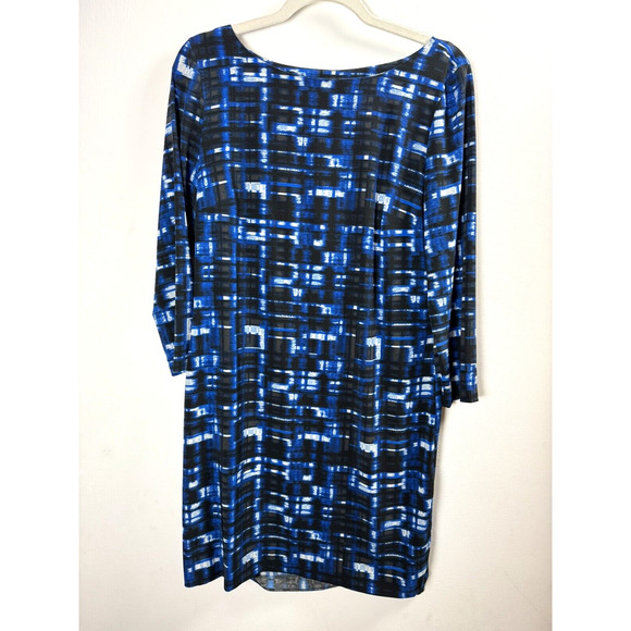 Armani Exchange Blue Abstract Shift Dress Classic Classy Work Office Luxury 6 - Picture 1 of 5